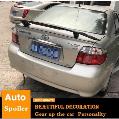 For Toyota Vios Spoiler Sport ABS Material Car Rear Wing Primer Color Trunk Rear Spoiler Fit For vios 2008/09/2010/11/12/2013