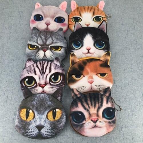Super CUTE 3D Animals - Cat Coin BAG Purse , 10CM Dogs Plush Coin Bags Wallet Pouch Small Handbag ; bolsa de moeda monedero gato