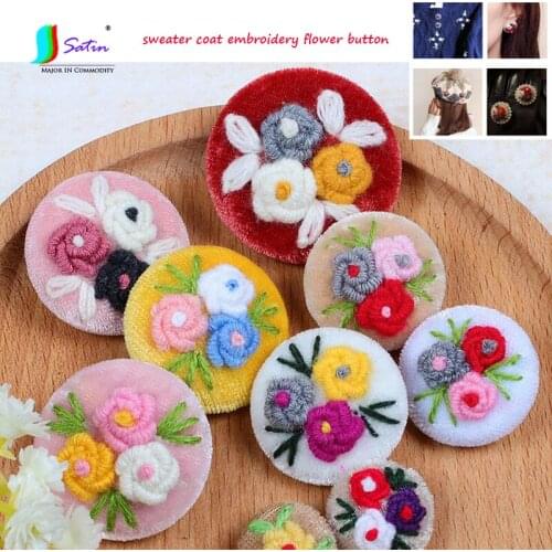 Decoration Sew Sweater Hat Diy Make Earrings Material Round Big Small Colorful Flower Leaf Style Covered Cloth Button