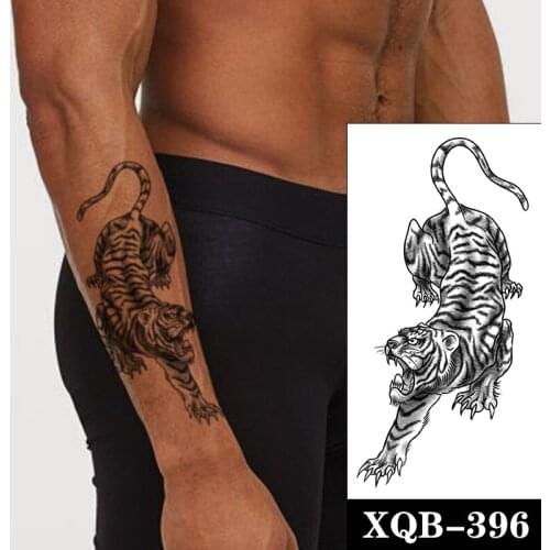 Waterproof Temporary Tattoo Sticker Black Realistic Tiger Line Totem Design Fake Tattoos Flash Tatoos Arm Body Art for Women Men