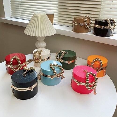 2021 High quality Round Box Handbag Women Jelly Chain Shoulder Hand Bags Purses for Girls
