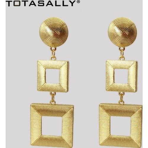 TOTASALLY Geometric Drop Earrings for Woman Rock Alloy Square Pendant Big Earrings Fashion Punk Club Earring jewelry Wholesale