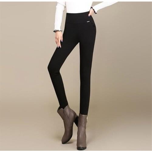 Woman Spring Plus Size Plus Velvet Pencil Pants Thick Pencil Trousers Female Oversized Fall Stretch Pantalons Winter Pantalones
