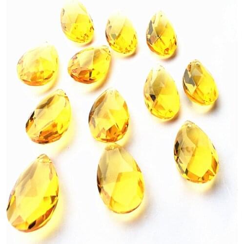 10pcs/lot Gold K9 Glass Crystal Pear Prisms Pendants Chandeliers Parts Lustres Rainbow Lamp Lighting Hang Drops 38mm