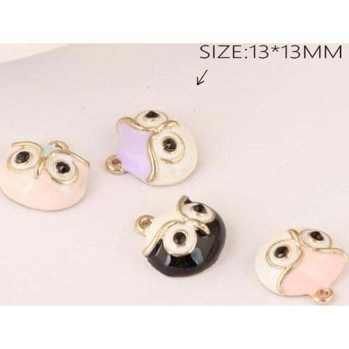 10pcs Lovely Fashion Owl Enamel Pendant Bracelet Finding Cartoon Animal Metal Charms Handmade Earring Jewelry Accessory YZ323