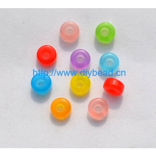 100pcs DIY fashion jewelry Accessories Bracelet Making Department 9*5MM Acrylic Opal Beads Round shape Spacer Cat Eye Mix Color