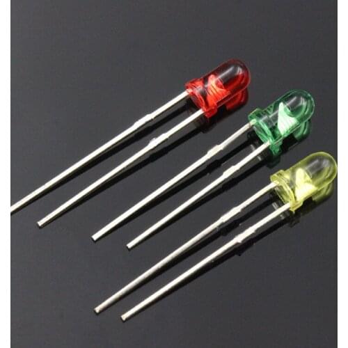 1000pcs/lot 0.06W LED Light Emitting Diode F3/3mm Round Head with Edge Short/Long Legs Colored Lens Light Emitting Diode