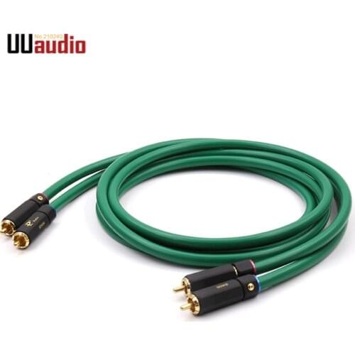 2pcs/pair Hifi USA 6N OFC Silver-plated copper Audio Cable / Self-locking RCA to RCA cable