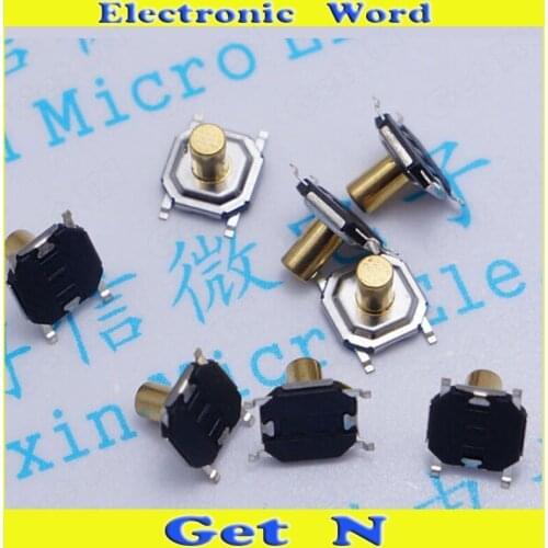 50pcs 4*4*3.5mm 4-Pin Switch with Metal Button SMD 4-Pin Switch 5.2*5.2*3.5 Push Button Switch