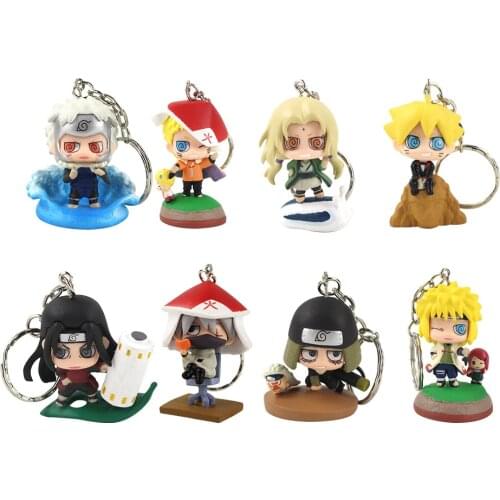 8pcs/Set 4-6cm Naruto Shippuden Anime Tsunade Senju Hashirama Sarutobi Hiruzen Namikaze Minato Action Figure Model Toy Keychain