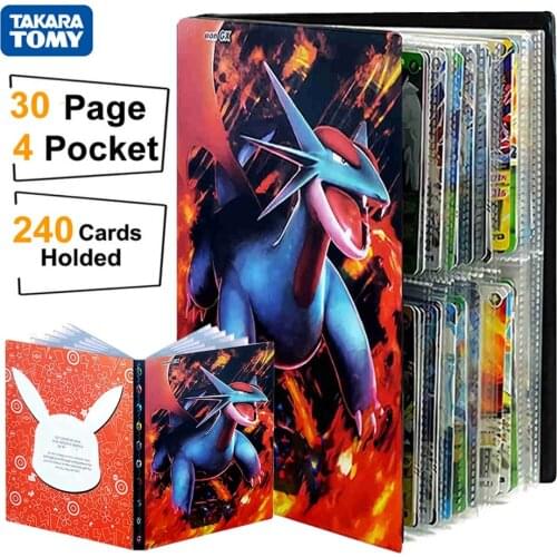 4 Pocket 240 Card Anime Pokemon Album Collection Book Holder Playing Game Map Binder Display Liver Pokémon Folder Toys Kids Gift