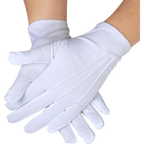 White Gloves Magician Honor Guard Hands Protector Full Finger Men Women Formal Tuxedo Etiquette Gloves Reception Parade