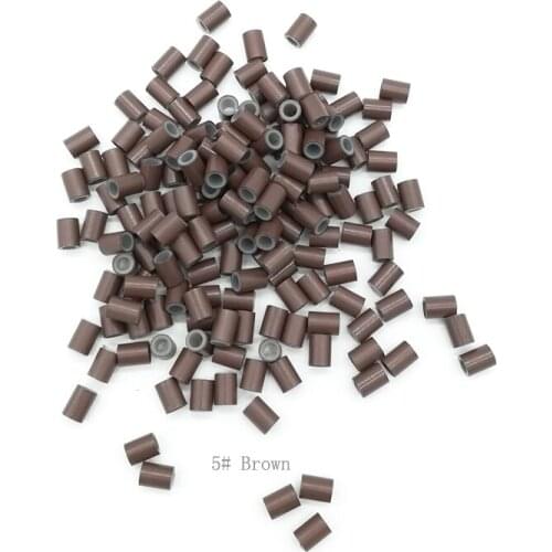 Freeshipping - 20000pcs 4.5mm With Silicone Copper Tube Rings Links Beads / Black D-Brown Brown L-Brown D-Blonde Blonde