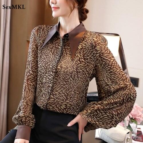 Blusas Mujer De Moda 2021 Verano Office Long Sleeve Shirt Women Elegant Printed French Chiffon Tops and Blouses Loose Y2k Blusas
