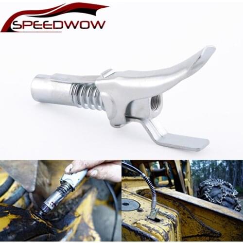 SPEEDWOW Heavy-Duty Quick Release Grease Gun Coupler Onto Zerk Fittings 10,000 PSI 1/8" NPT Self-Locking Two Press Easy To Push