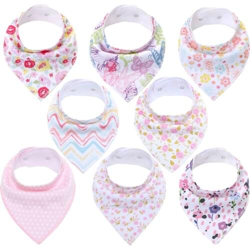 Civarua Kids Baby Bibs 8 Packs Baby Bandana Drool Bibs Unisex Feeding Bibs for Boys & Girls 100% Organic Cotton Bibs for Newborn