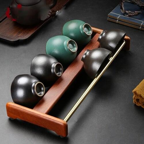 Luxucy Wood Tea Cup Storage Drain Rack, Portable Cup Holder, Kung Fu Puer Tea Set Ceremony Accessories Tools Teaware
