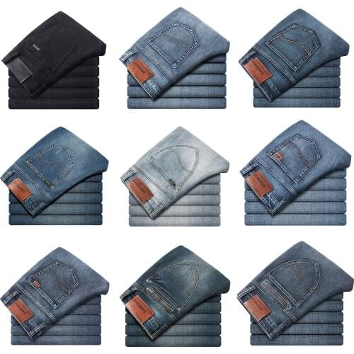 11 Colors High-Quality Classic Business Casual Slim Straight jeans men,2021 four seasons regular retro denim trousers,down pants