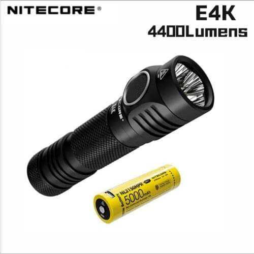 NITECORE E4K Compact EDC Flashlight 4400 Lumen Rechargeable With NL2150 5000mAh Battery Troch Light Tactical Flashlight
