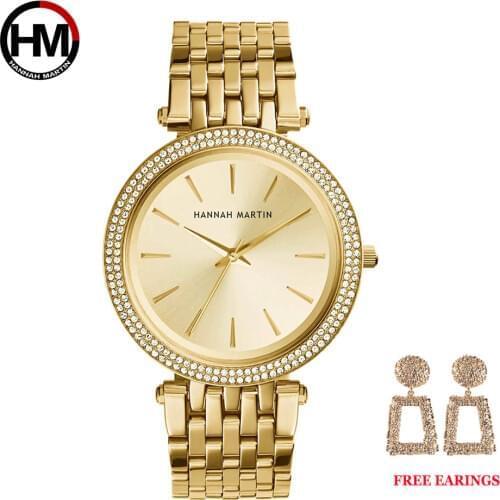 Dropshipping Women Rose Gold Top Luxury Brand Quartz Rhinestone Fashion Waterproof Wrist Watch 1 set Gift Dress relogio feminino