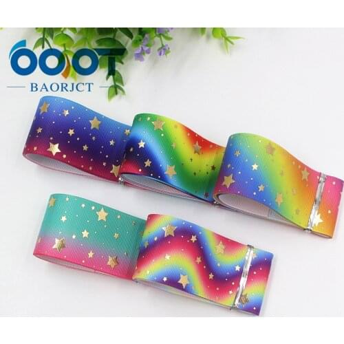 I-19917-2179 1-1/2'' 38mm 10yards Colorful stars hot stamping grosgrain Ribbons,bow cap DIY accessories decorations