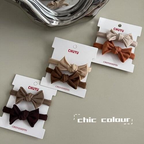 2piece of Korean ins bow knot hair rope seamless milk tea color temperament seamless hair circle simple hair accessories