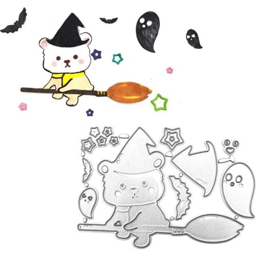 Halloween Bear Bat Ghost Metal Cutting Dies Stencil Scrapbooking DIY Album Stamp Paper Card Mold Embossing Decoration Craft