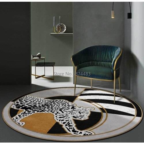 200cm Fashion Modern Geometric Stitching Leopard Black and White Gold Living Room Bedroom Non-slip Mat Carpet Customization