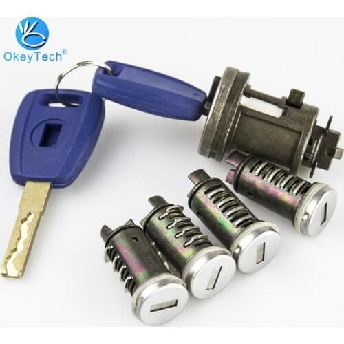 OkeyTech Car Ignition Lock Set For Fiat Ducato Peugeot Citroen SIP22 Blade Car Key Door Original Milling Cylinder Trunk Lock