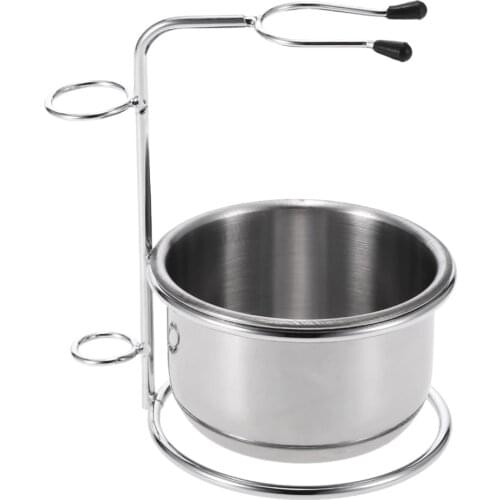 Stainless Steel Shaving Brush Stand with Shaving Soap Bowl Brush Organizer Holder Stand Shaver Kit for Salon Tool