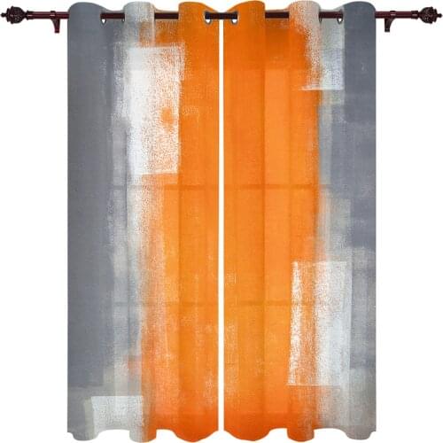 Orange Gray Abstract Texture Curtains for Bedroom Kids Room Living Room Window Curtain Luxury Curtains for Kitchen