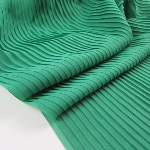 Pleated Chiffon Fabric 100% Polyester 150cm Width 75D Solid Dyed Drapery For Dress Skirt