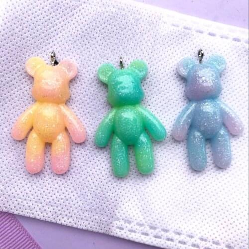 10PCs NEW kawaii resin Little bear necklace Charms DIY Decorations Hanging Pendant Key Chain earring DIY