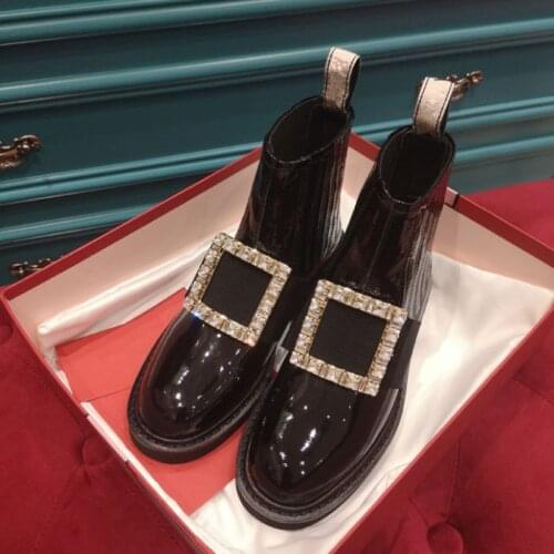 Rome Chelsea Boots New Designer Crystal r Women Punk Short Boots Brand Women Shoes