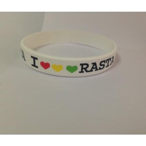 Cannabina Jamaica Print color LOGO I LOVE RASTA silicone bracelet Free shiping
