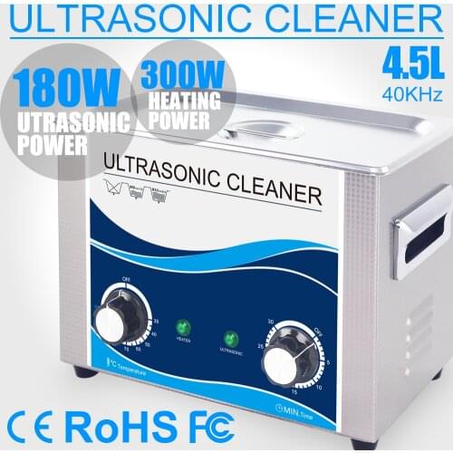 4.5L Ultrasonic Cleaner Bath 180W 40KHZ Timer Heater Ultrasonido Home Parts Jewelry Glasses Coins Dental Tools Cleaning