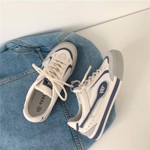 2021 spring new female Korean fashion trend thin mesh white shoes low-top flat-bottom comfortable