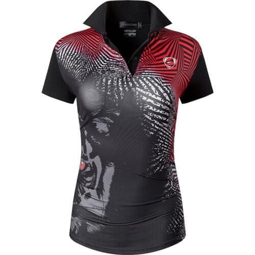 Jeansian Womens Casual Designer Short Sleeve T-Shirt Tee Shirts Tshirt Golf Tennis Badminton SWT258 Black