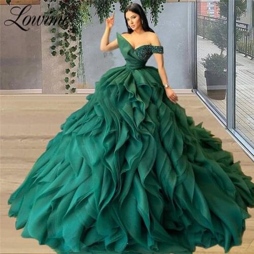 Cloud Tiered Long Prom Dresses 2021 Beaded Party Dress Celebrity Dresses Plus Size Off The Shoulder Customized Evening Gowns