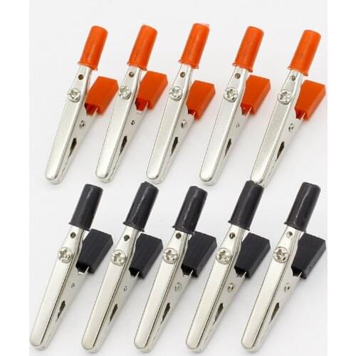 IMC Hot 10 pcs 50mm Plastic Handle Test Probe Metal Alligator Clips