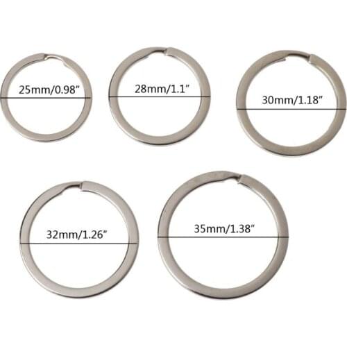 100Pcs Metal Round Flat Keyring Round Split Key Rings Chain 25MM 28MM 30MM 35MM
