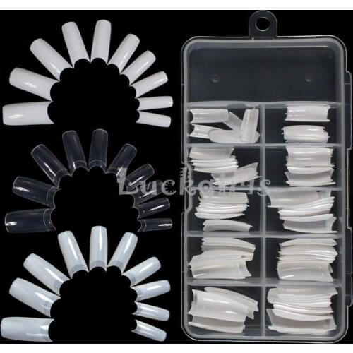 100 Pcs Clear DIY Boxed False Set Acrylic French Transparent UV Gel Nail Art Tips Tip Manicure Salon Tool