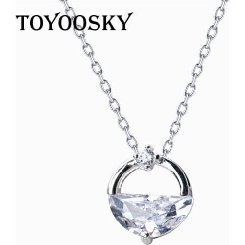 2020 Elegant Jewelry Geometric Zircon CZ Simple Circle Semicircle Necklace Clavicle Chain 925 Sterling Silver Women Gifts