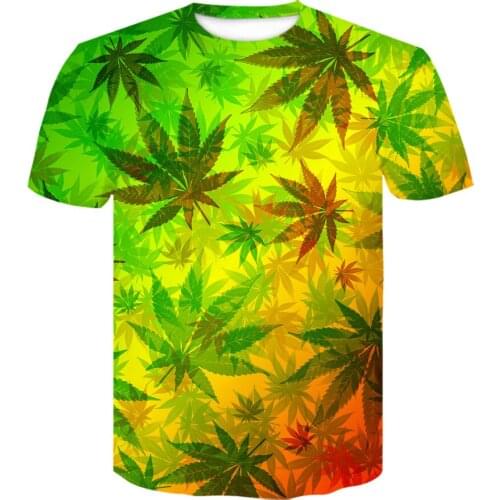 2021 Summer green leaf Mens t-shirts 3D printed Landscape T-shirt round neck t shirt women casual Tops harajuku tee camisetas