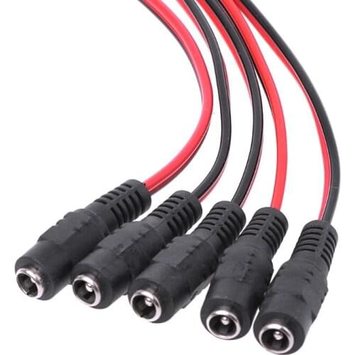 5 Pcs 5.5x2.1mm Female DC Power Plug Connector CCTV PSU Pigtail Cable Jack 12V