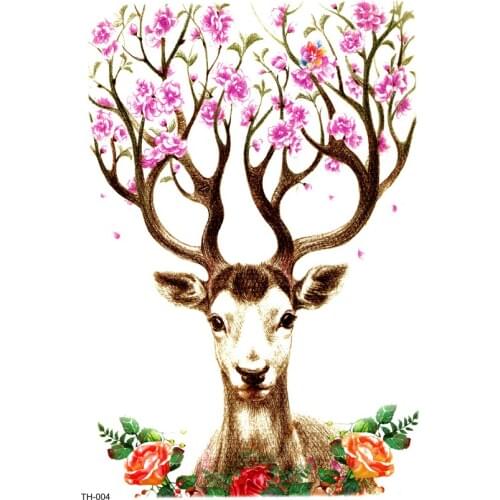 5pcs Beauty Deer Waterproof Temporary Tattoo Sticker Animals Temporary Tatoo Tatouage Temporaire Henna Tattoos Festival
