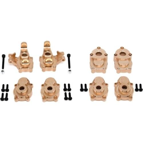 8Pcs Brass Front & Rear Portal Drive Housing Cover Steering Knuckles for YK4102 YK4103 YK4082 YiKong RC Crawler Parts