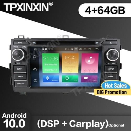 4+64GB Car Radio 2 Din Stereo Receiver Android10.0 For Toyota Auris 2013 2014 2015 GPS NAVI Multimedia Player Recorder Head Unit