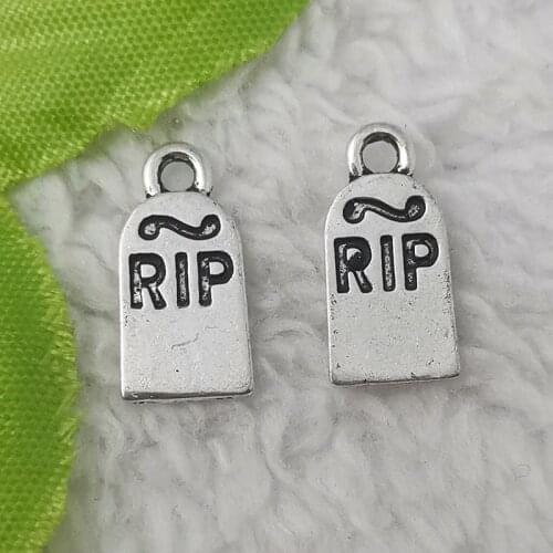 Free Ship 400 pcs Antique Silver RIP charms pendant 16X8mm #5238