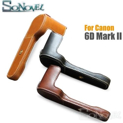 PU Leather Half Camera Bottom Case Bag Cover For Canon EOS 6D Mark II 6D II 6D2 6DII With Battery Opening